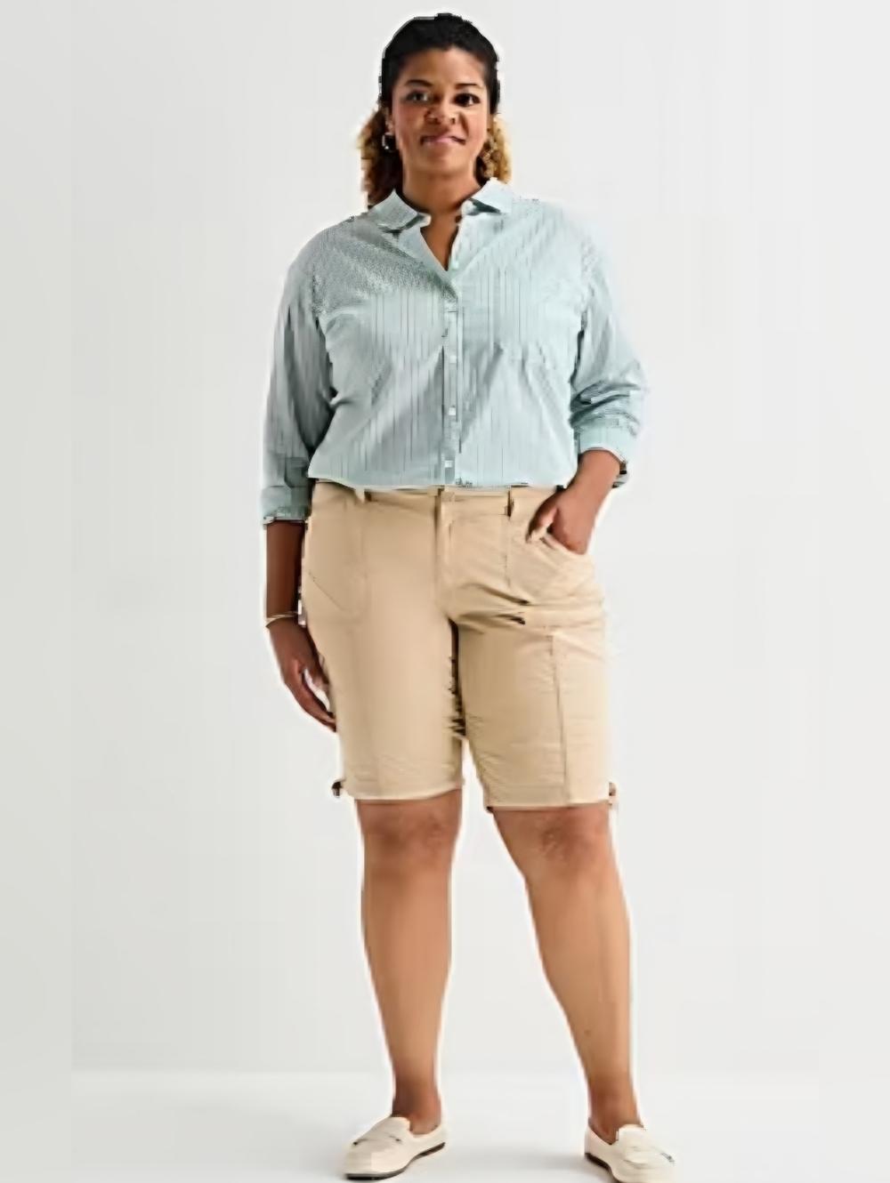 St Johns Bay 11.5" Women's  Bermuda Shorts - Biscotti/Khaki NWT Size 18W